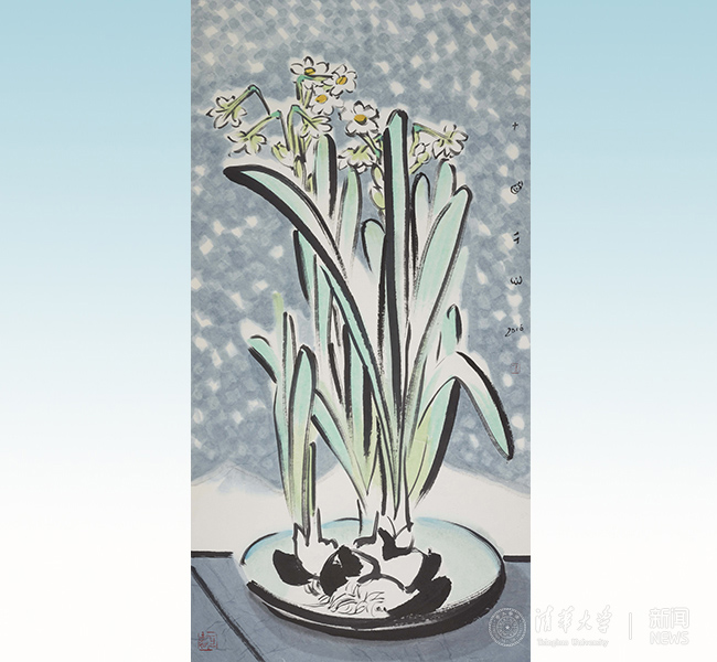 刘巨???冬日水仙 纸本设色 139cmx69cm 2016.jpg